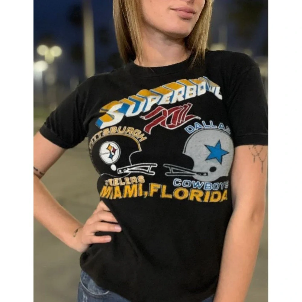 1979 Superbowl XIII Pittsburg STEELERS VS Dallas COWBOYS T-shirt Hanes Medium